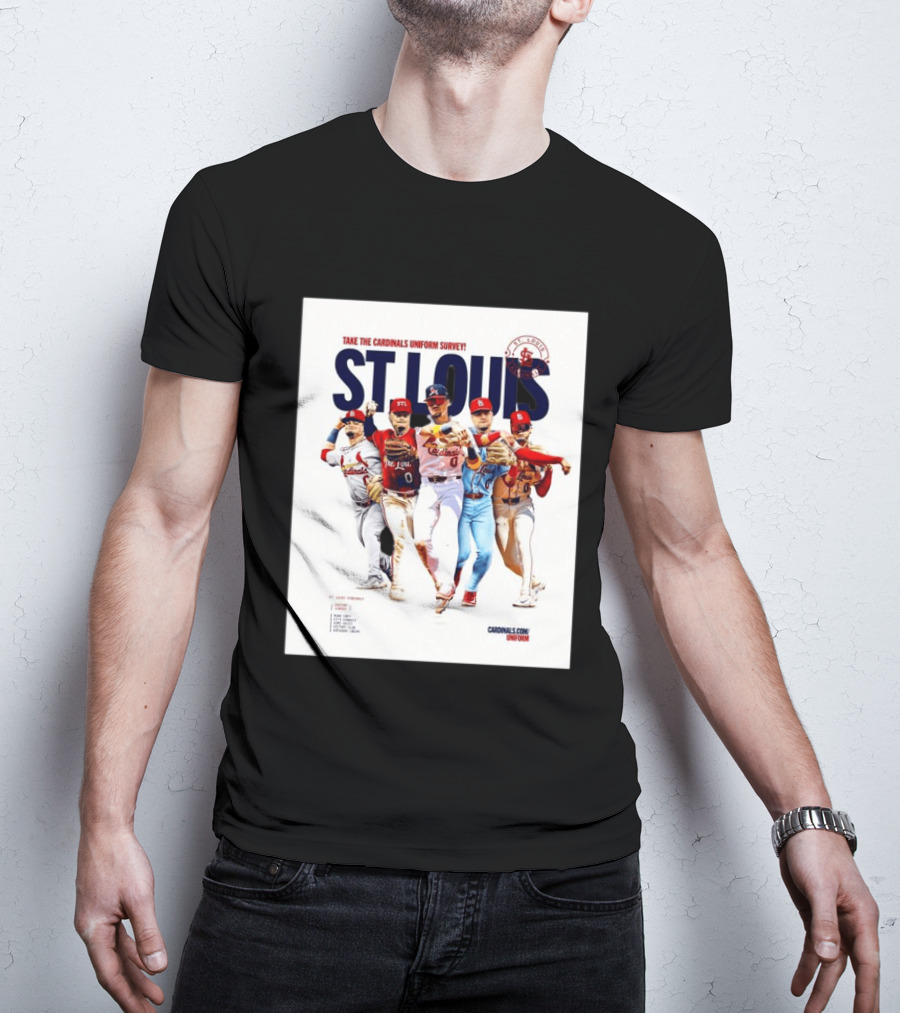 Take The Cardinals Uniform Survey St Louis Historic Baseball Players T-Shirt
