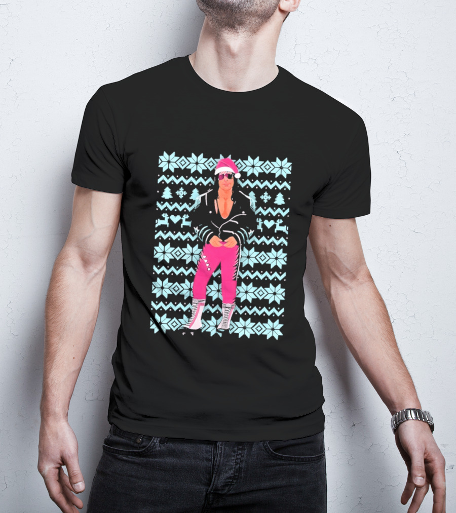 Bret Hart Ugly Christmas Jumper Retro Festive Pink Santa Outfit T-Shirt