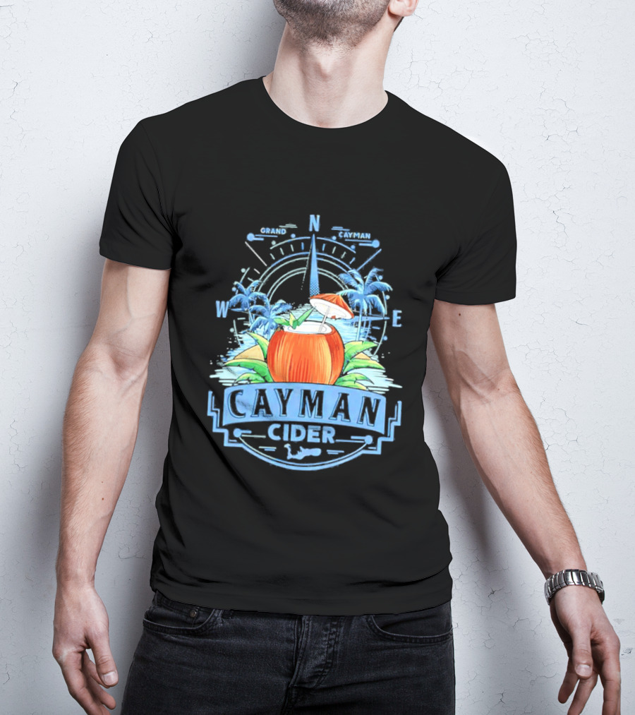 Cayman Cider Tropical Compass Palm Trees Beverage T-Shirt