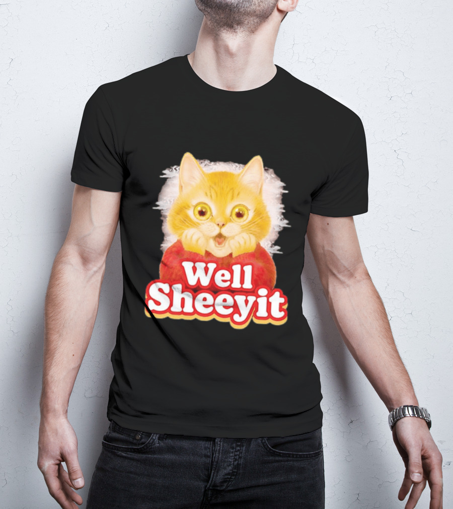Well Sheeyit Surprised Orange Cat Humor T-Shirt