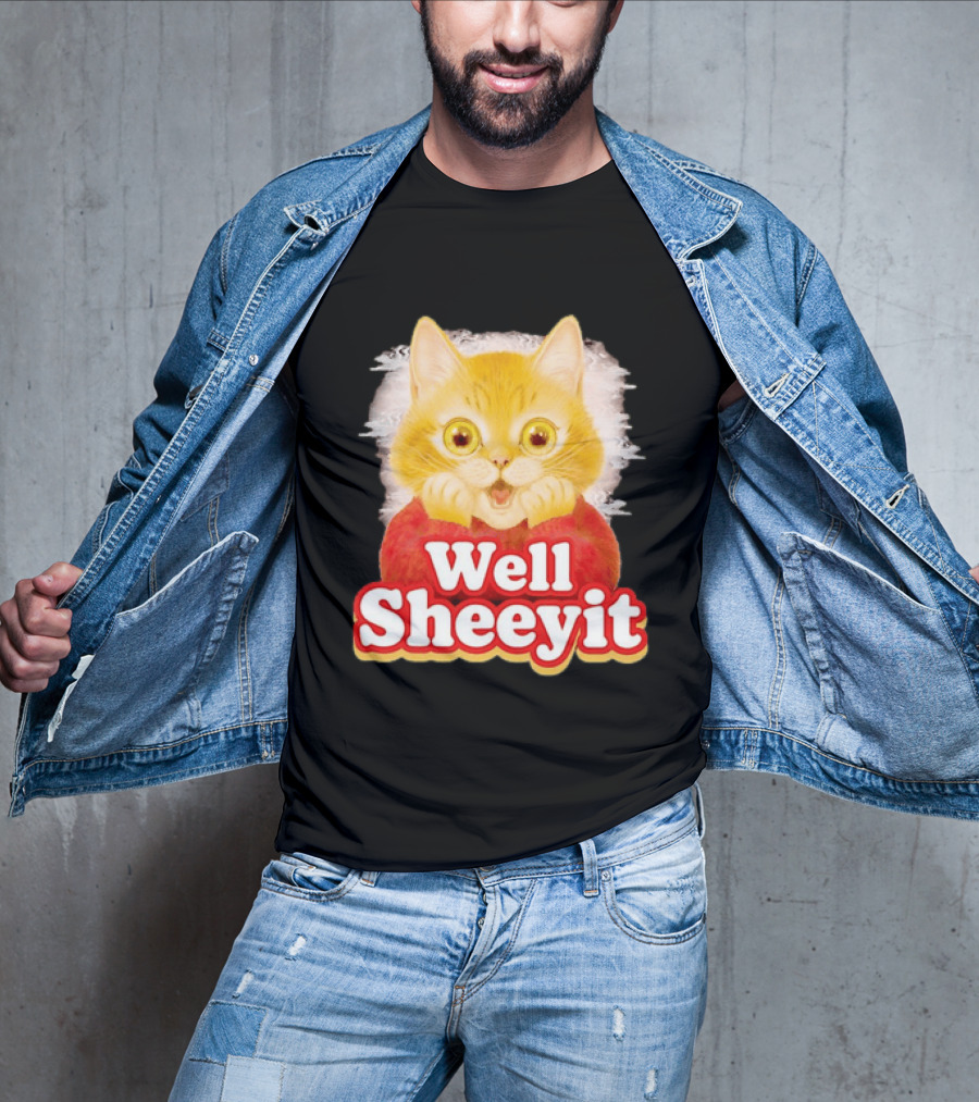 Well Sheeyit Surprised Orange Cat Humor T-Shirt