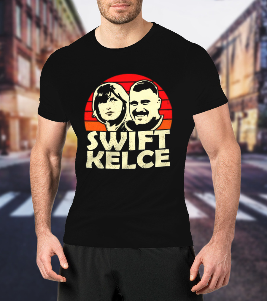 Kansas City Chiefs Swift Kelce Red Sunset T-Shirt