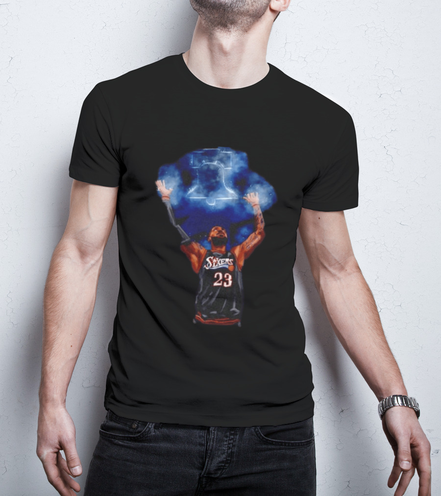 LeBron James Chalk Toss 23 Sixers Philadelphia Basketball 76ers Liberty Bell T-Shirt