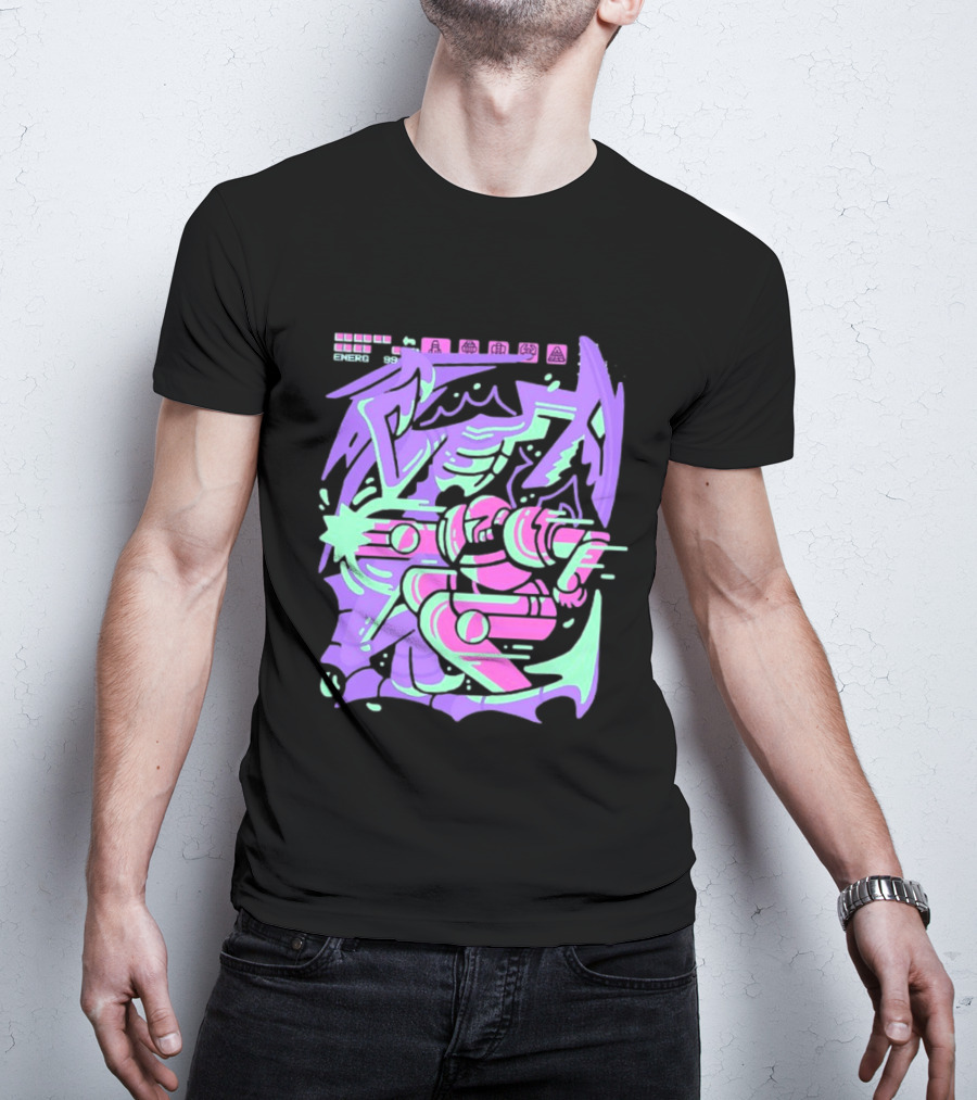 Metroid Space Pirate Skirmish Neon Glitch T-Shirt