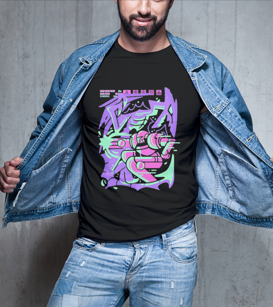 Metroid Space Pirate Skirmish Neon Glitch T-Shirt