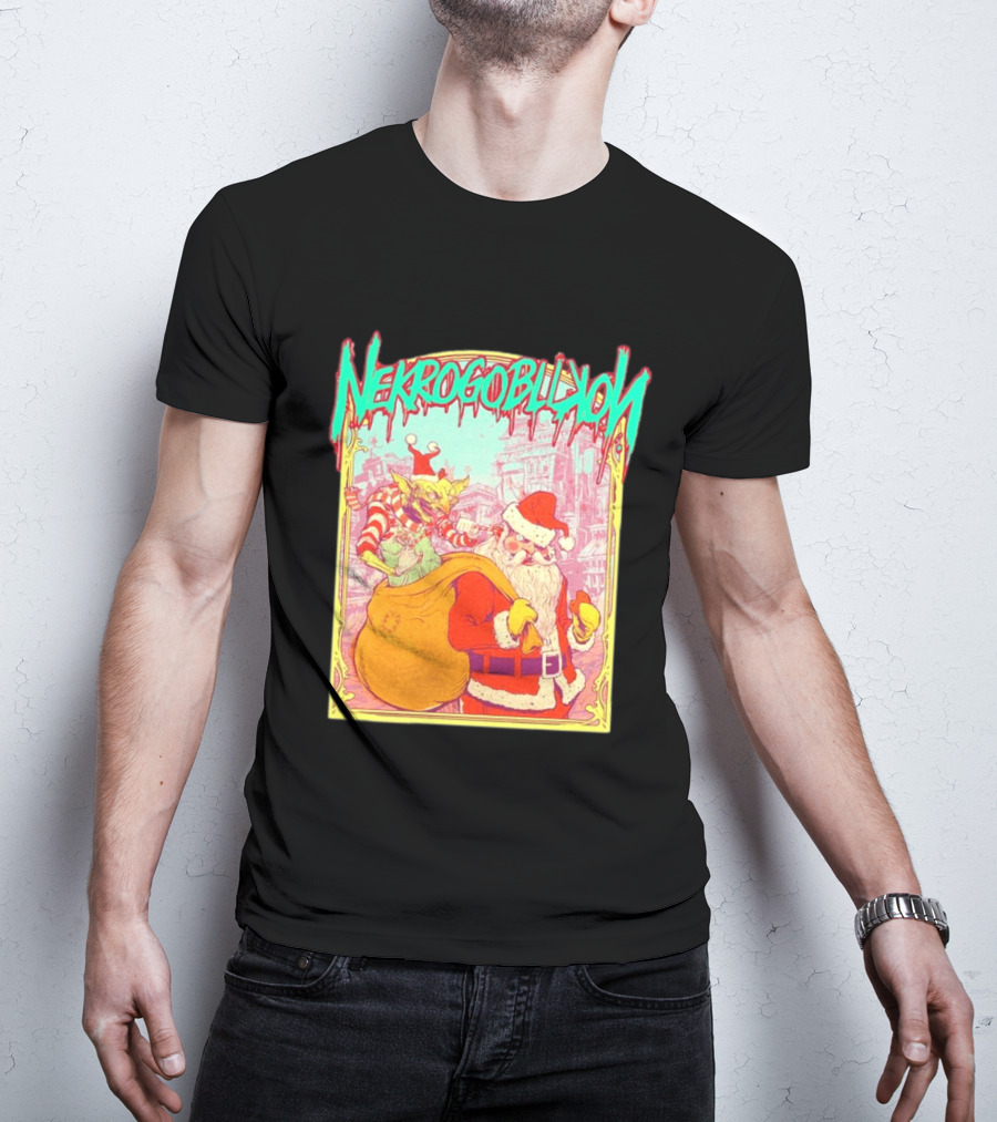 Santa Claus Nekrogoblikon Christmas Goblin Scene T-Shirt