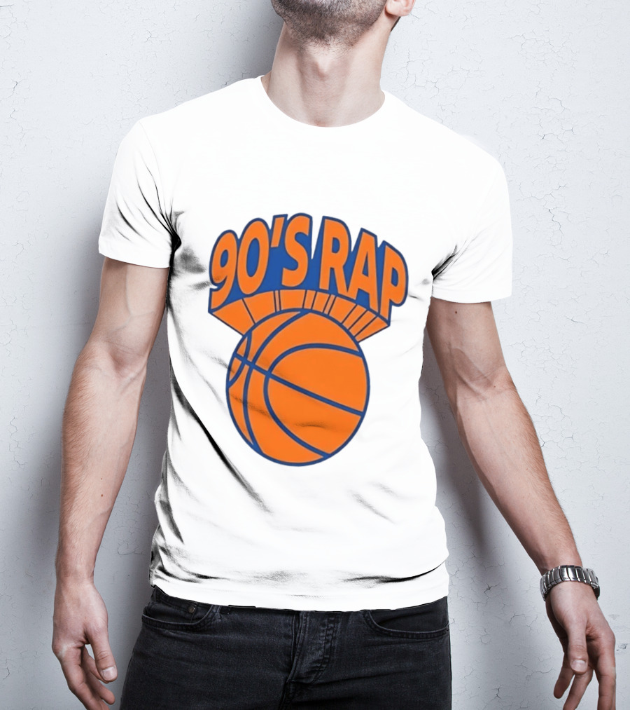 90's Rap Basketball Bold Orange Blue T-Shirt