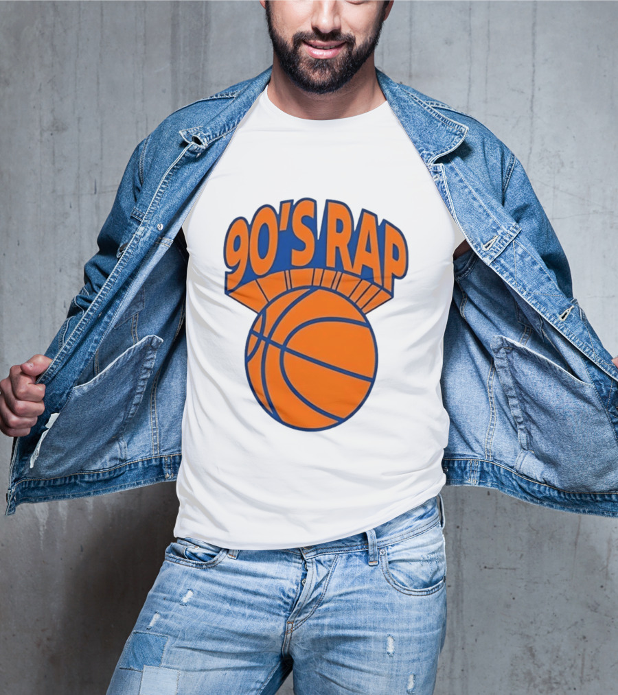 90's Rap Basketball Bold Orange Blue T-Shirt