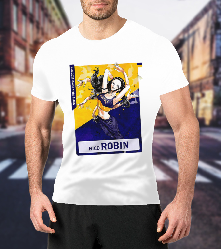 2025 Game Night Collab One Piece X Los Angeles Lakers Nico Robin T-Shirt