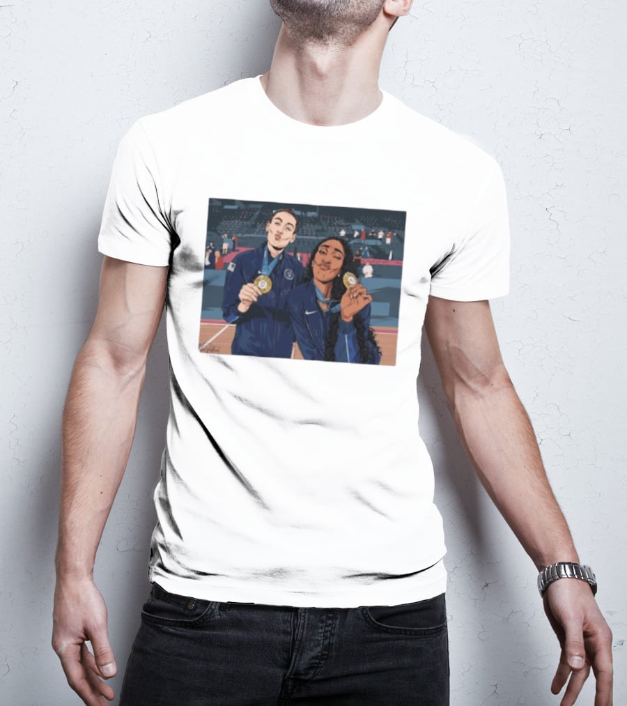 A'Ja Wilson Breanna Stewart Gold Medal Celebration WNBA T-Shirt
