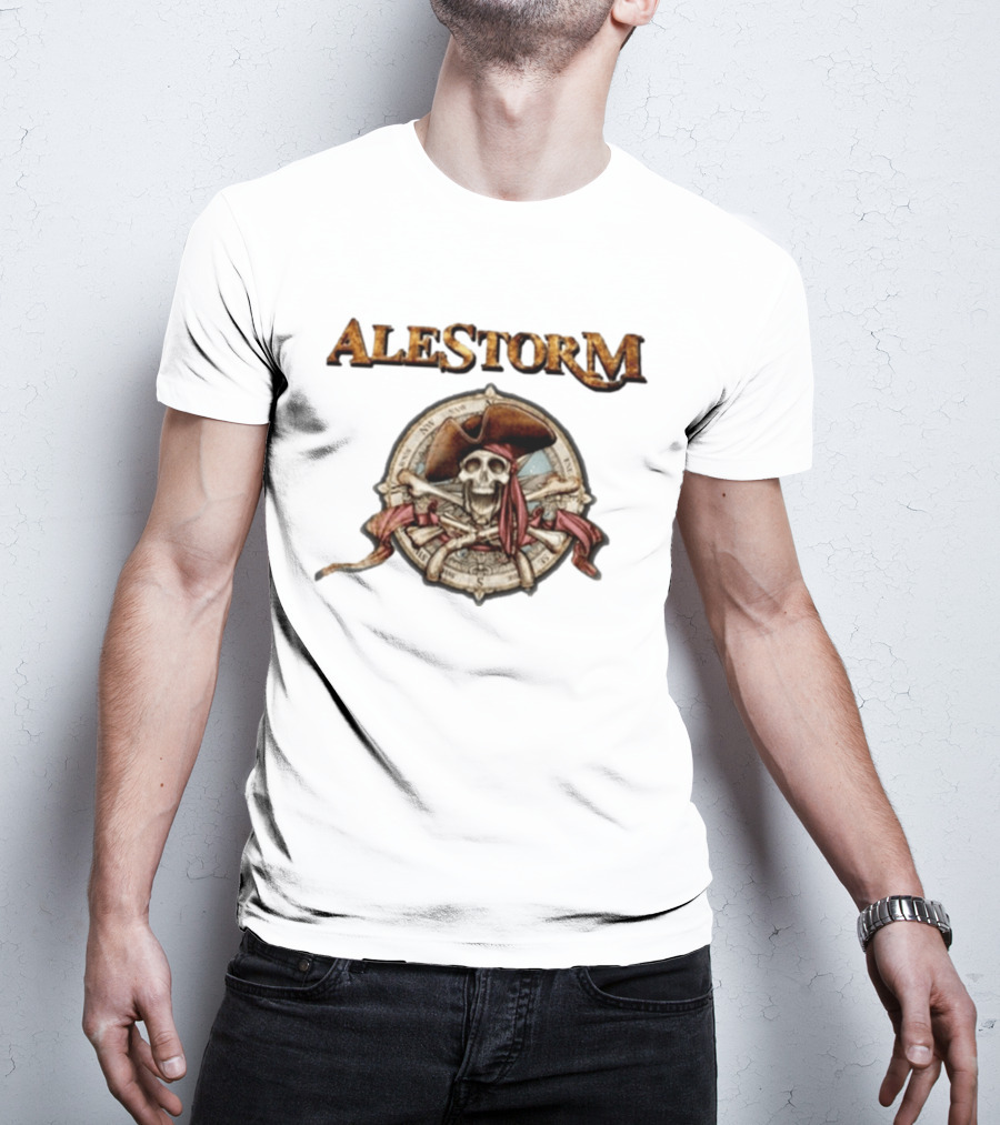 ALESTORM Pirate Skeleton Nautical Compass Skulls Crossbones T-Shirt