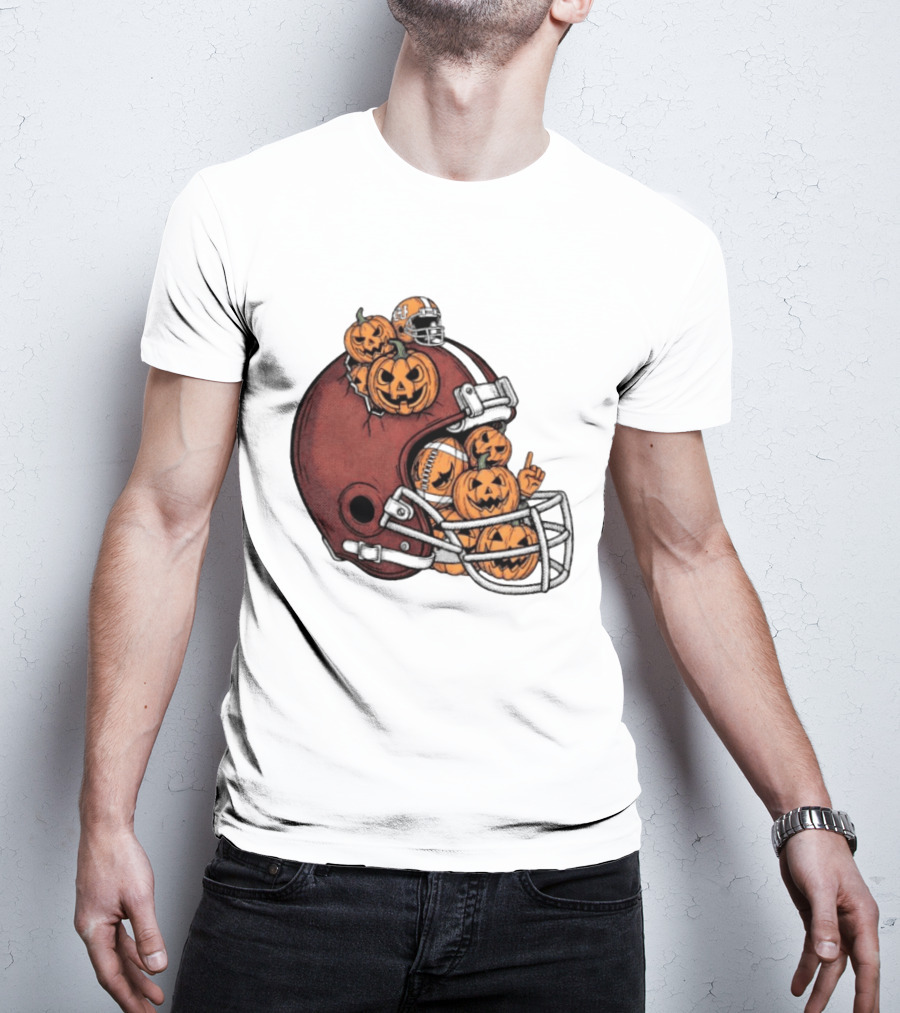 Cleveland Browns Halloween Pumpkin Football Helmet T-Shirt
