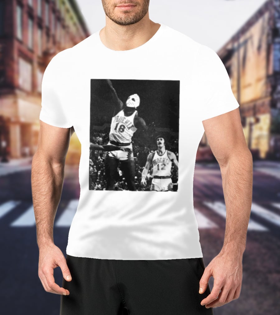 Curtis Perry Wearing Hockey Mask During Phoenix Suns NBA Game T-Shirt
