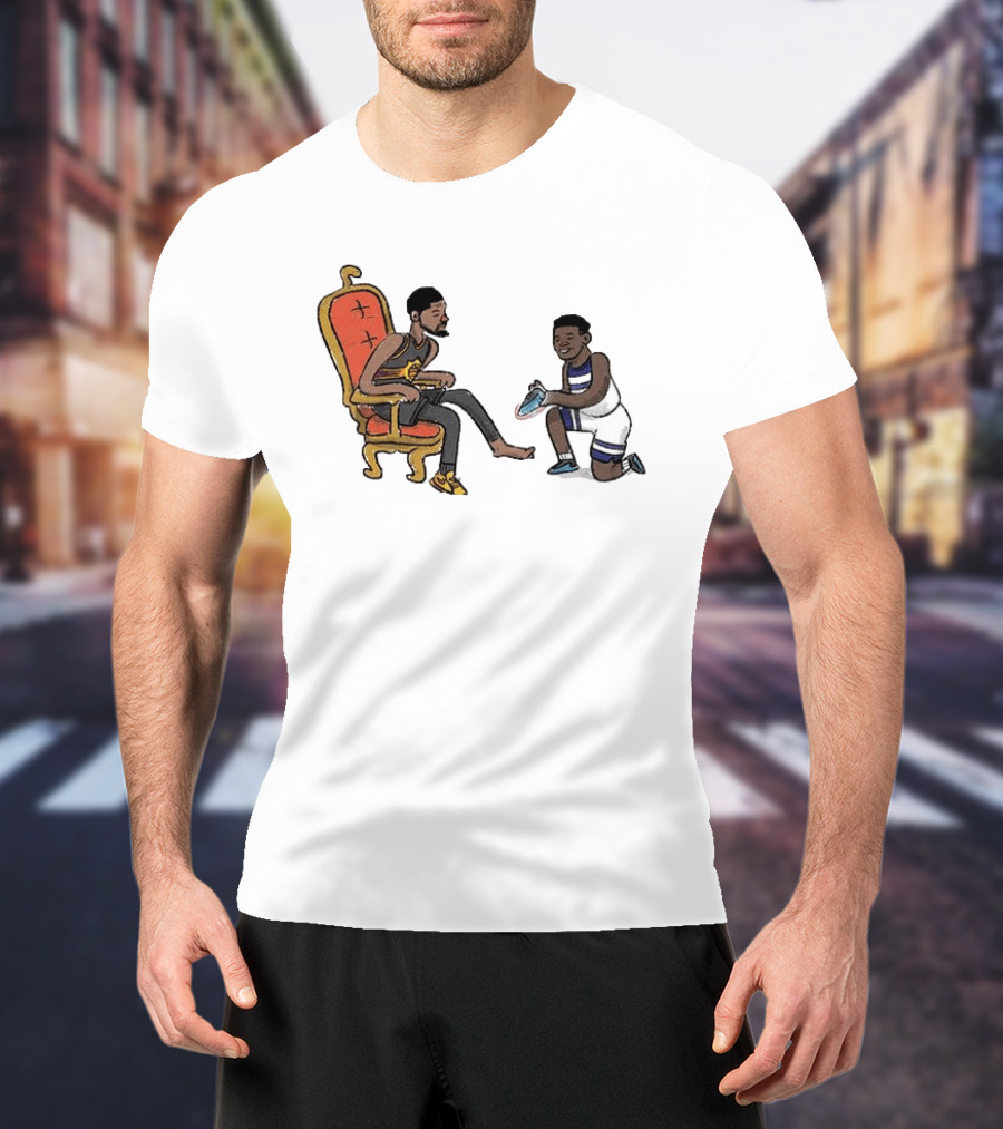 Anthony Edwards Kevin Durant Cartoon Shoe Fitting Basketball Scene T-Shirt