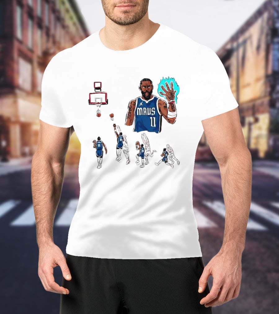 Dallas Mavericks Kyrie Irving Left Hand Hook Shot Game Winner Basketball Play Sequence T-Shirt