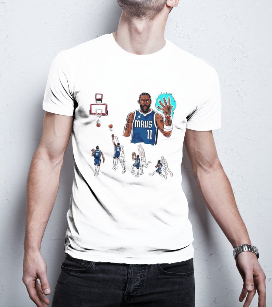 Dallas Mavericks Kyrie Irving Left Hand Hook Shot Game Winner Basketball Play Sequence T-Shirt