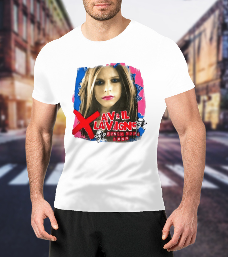 Avril Lavigne Bonez Tour 2004 Skull And Crossbones T-Shirt