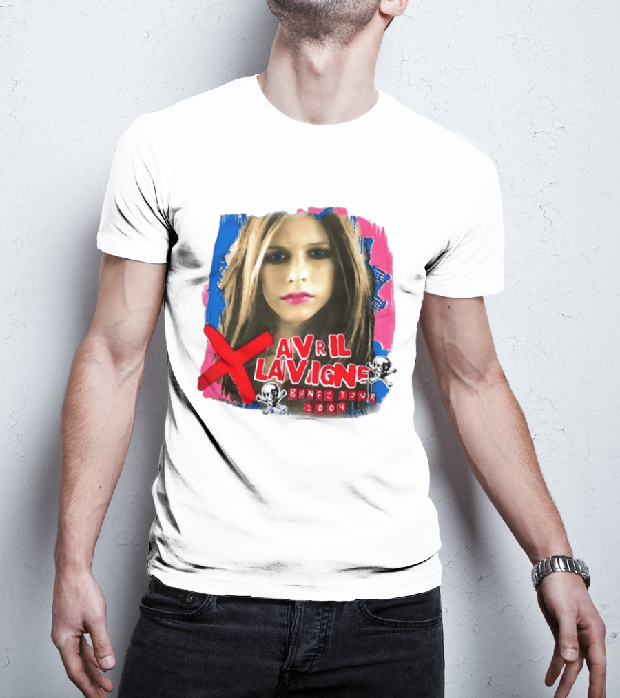 Avril Lavigne Bonez Tour 2004 Skull And Crossbones T-Shirt