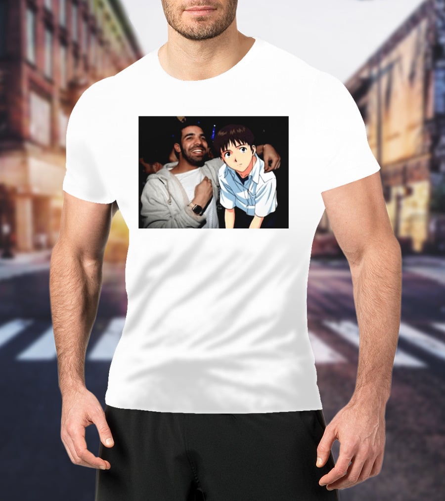 Drake With Shinji Ikari From Evangelion Anime T-Shirt