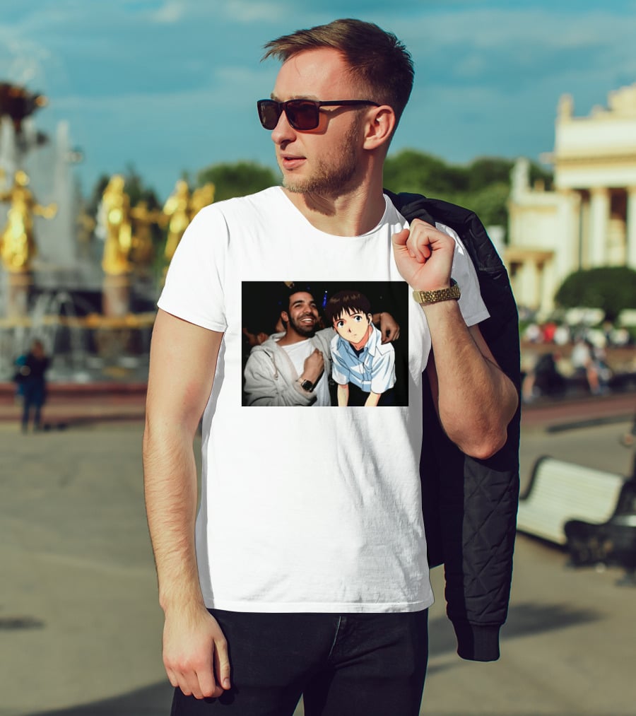 Drake With Shinji Ikari From Evangelion Anime T-Shirt