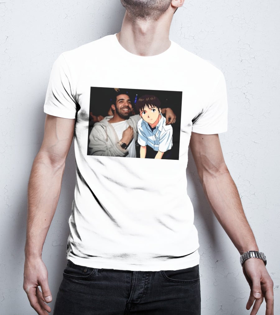 Drake With Shinji Ikari From Evangelion Anime T-Shirt