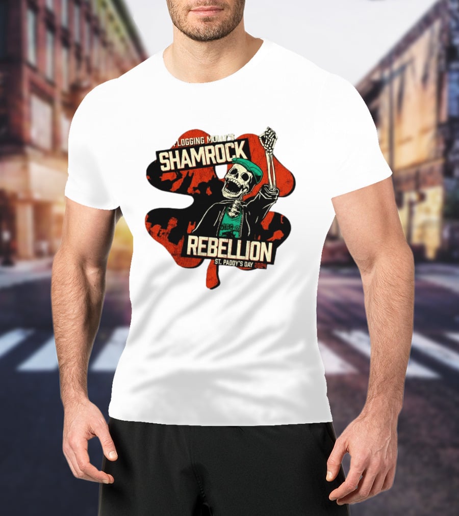 Flogging Molly Shamrock Rebellion St. Paddy's Day 2024 Skeleton T-Shirt