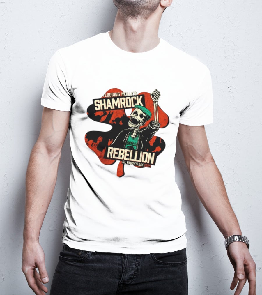 Flogging Molly Shamrock Rebellion St. Paddy's Day 2024 Skeleton T-Shirt