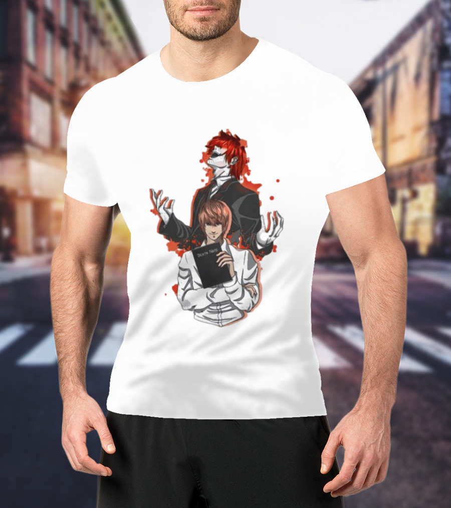 Light Yagami Raito And Ryuk Holding Death Note Anime T-Shirt