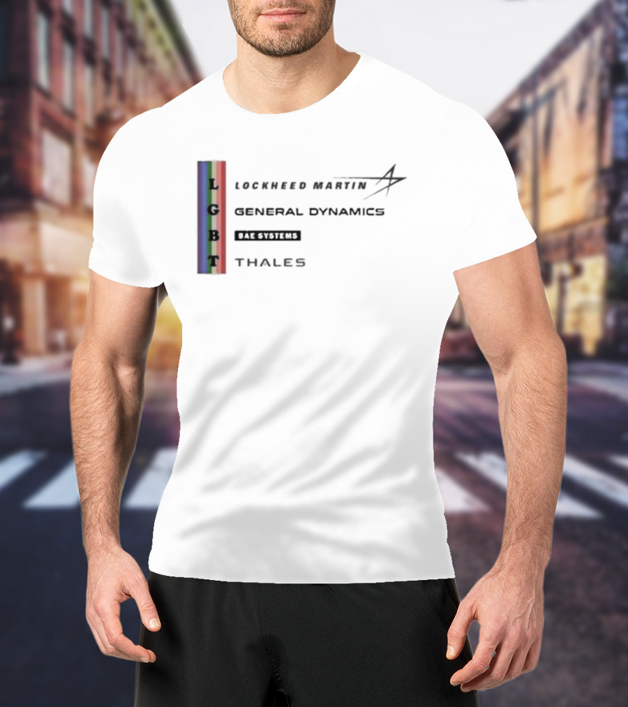 Lockheed Martin General Dynamics BAE Systems Thales LGBT Rainbow Vertical T-Shirt