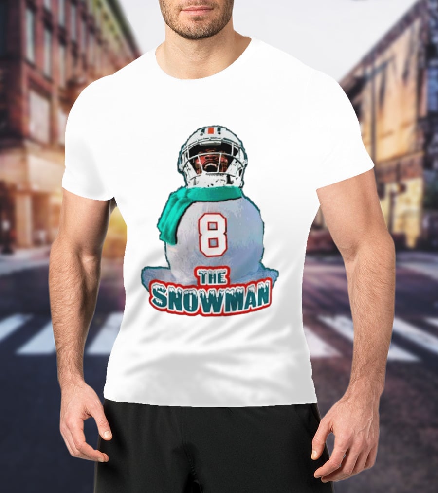 Miami Dolphins Jevon Holland 8 The Snowman Christmas T-Shirt