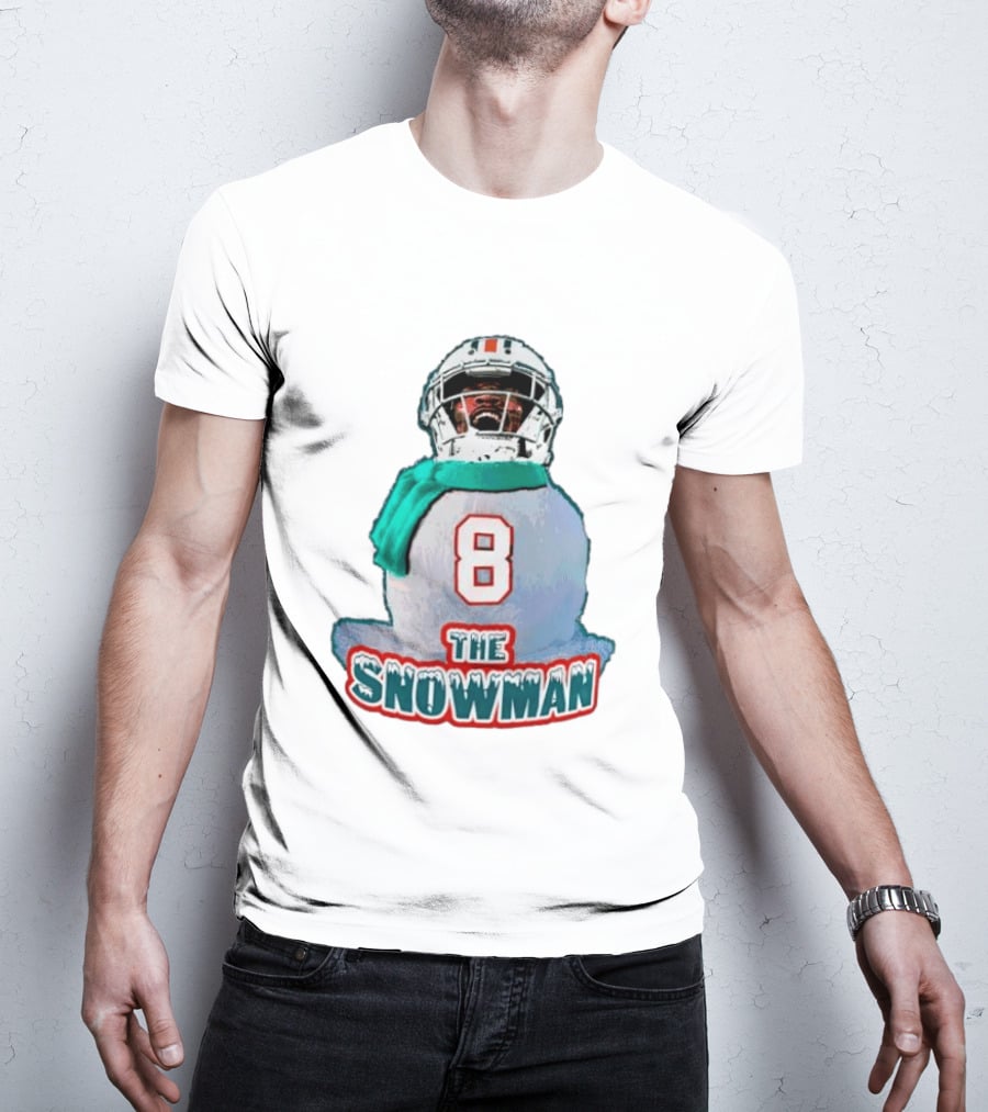 Miami Dolphins Jevon Holland 8 The Snowman Christmas T-Shirt