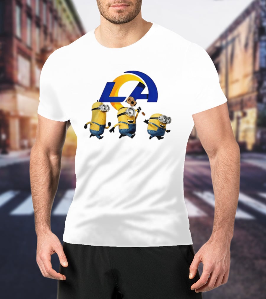 Minions LA Rams Football Team Crossover Fun T-Shirt