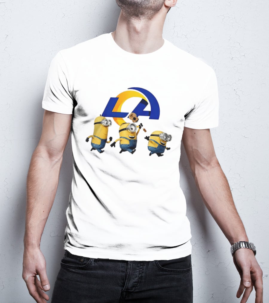 Minions LA Rams Football Team Crossover Fun T-Shirt