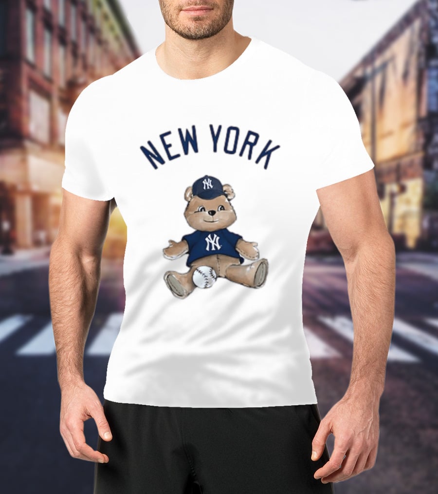 New York Yankees Teddy Bear With Baseball Cap And Baseball Youth T-Shirt