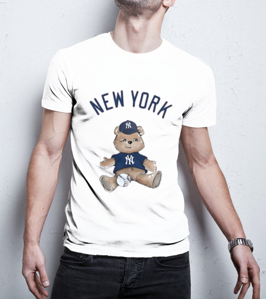 New York Yankees Teddy Bear With Baseball Cap And Baseball Youth T-Shirt