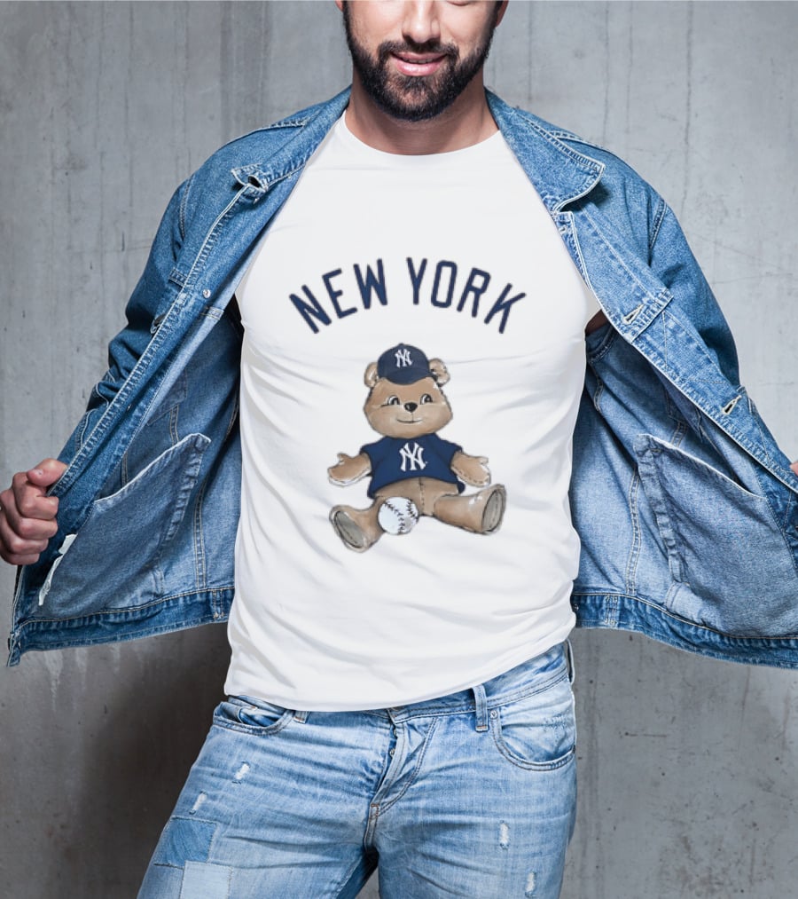 New York Yankees Teddy Bear With Baseball Cap And Baseball Youth T-Shirt