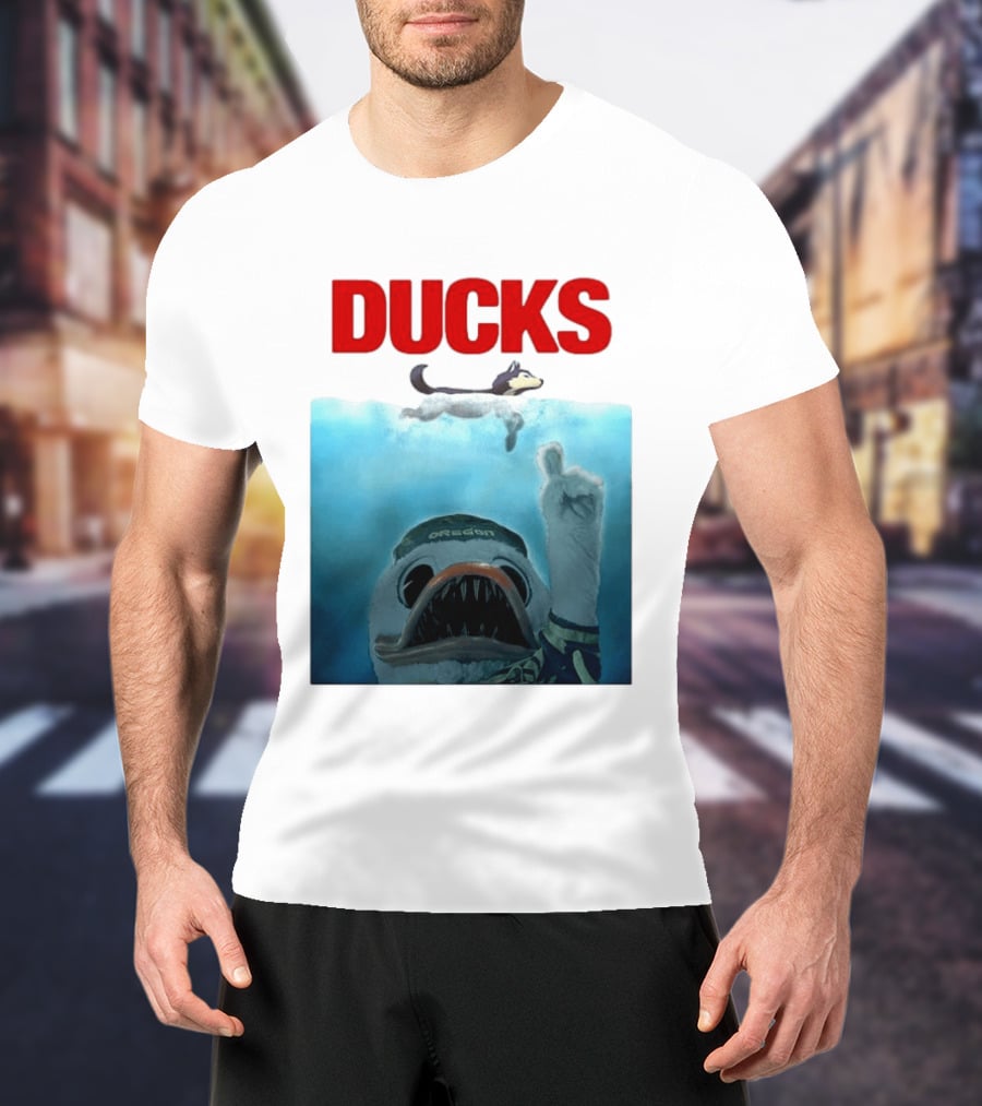 Oregon Ducks Jaws Parody With Washington Huskies Rivalry T-Shirt