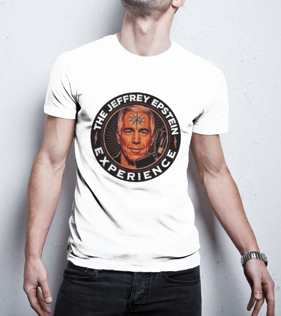 The Jeffrey Epstein Experience Meme Parody Headshot With Microphone And Psychedelic T-Shirt