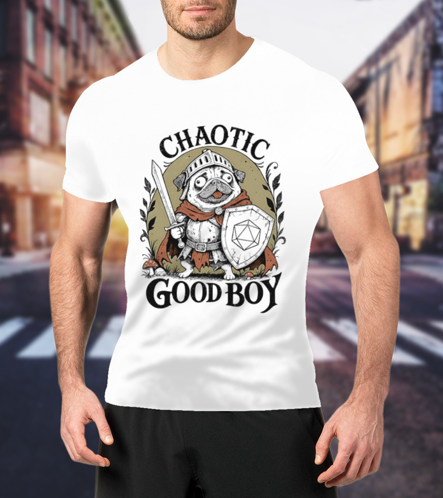 Chaotic Good Boy Pug Knight Adventure Dungeons And Dragons T-Shirt