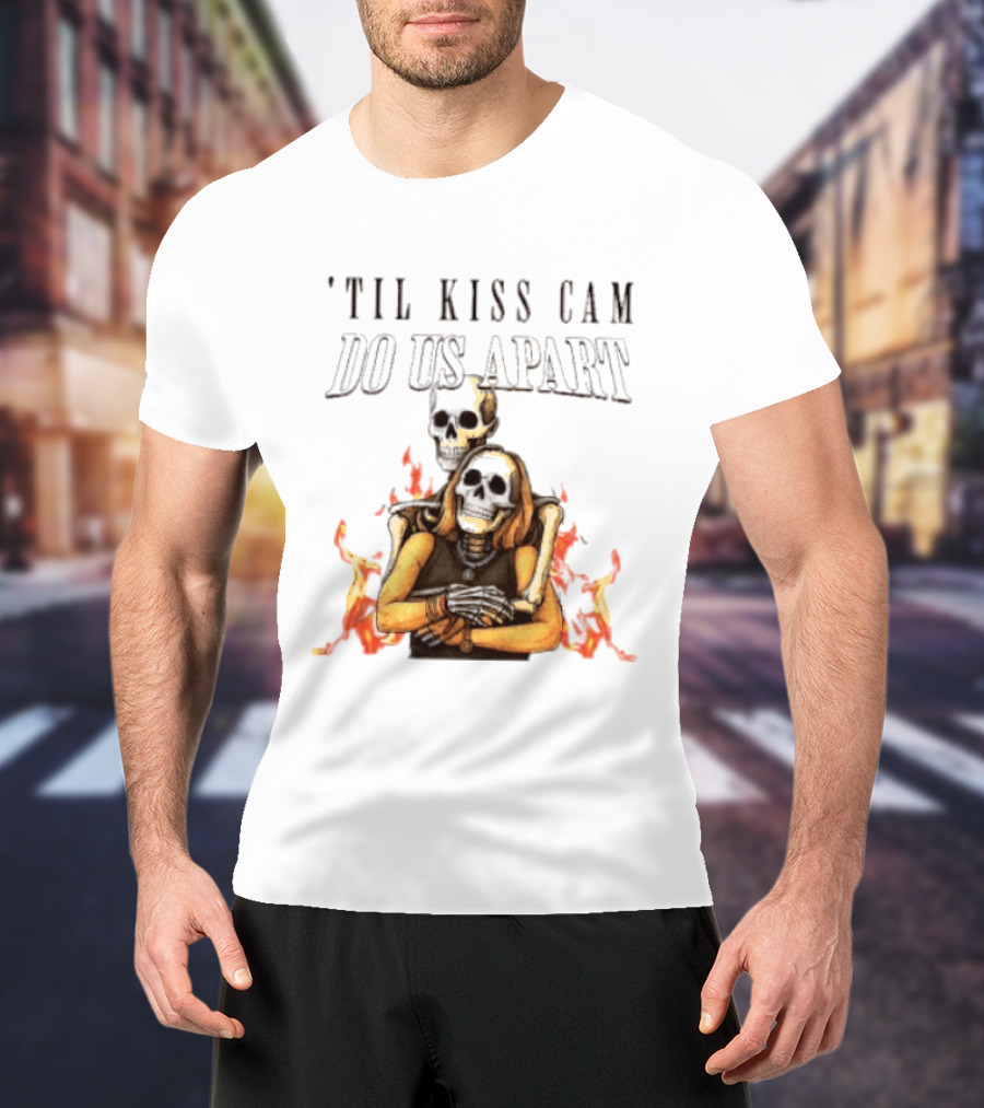 Til Kiss Cam Do Us Part Skeleton Halloween Flames T-Shirt