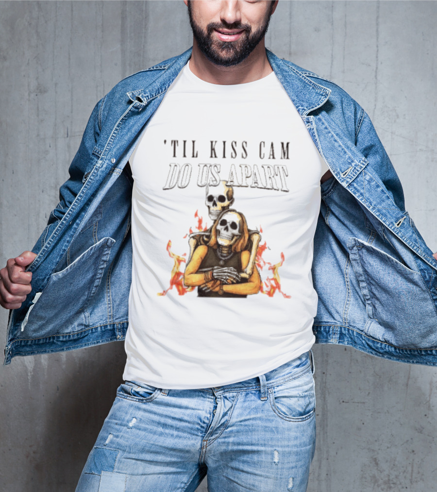 Til Kiss Cam Do Us Part Skeleton Halloween Flames T-Shirt