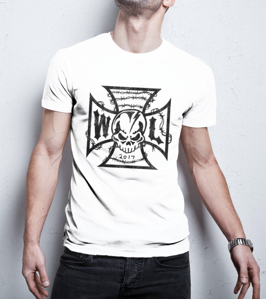 Warren Lotas Iron Cross Skull W L 2017 White T-Shirt