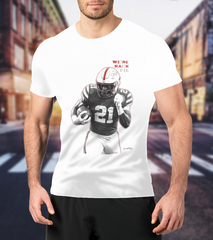 We're Back CO EMoney Backfield Football Player Number 21 Football Helmet Illustrated T-Shirt