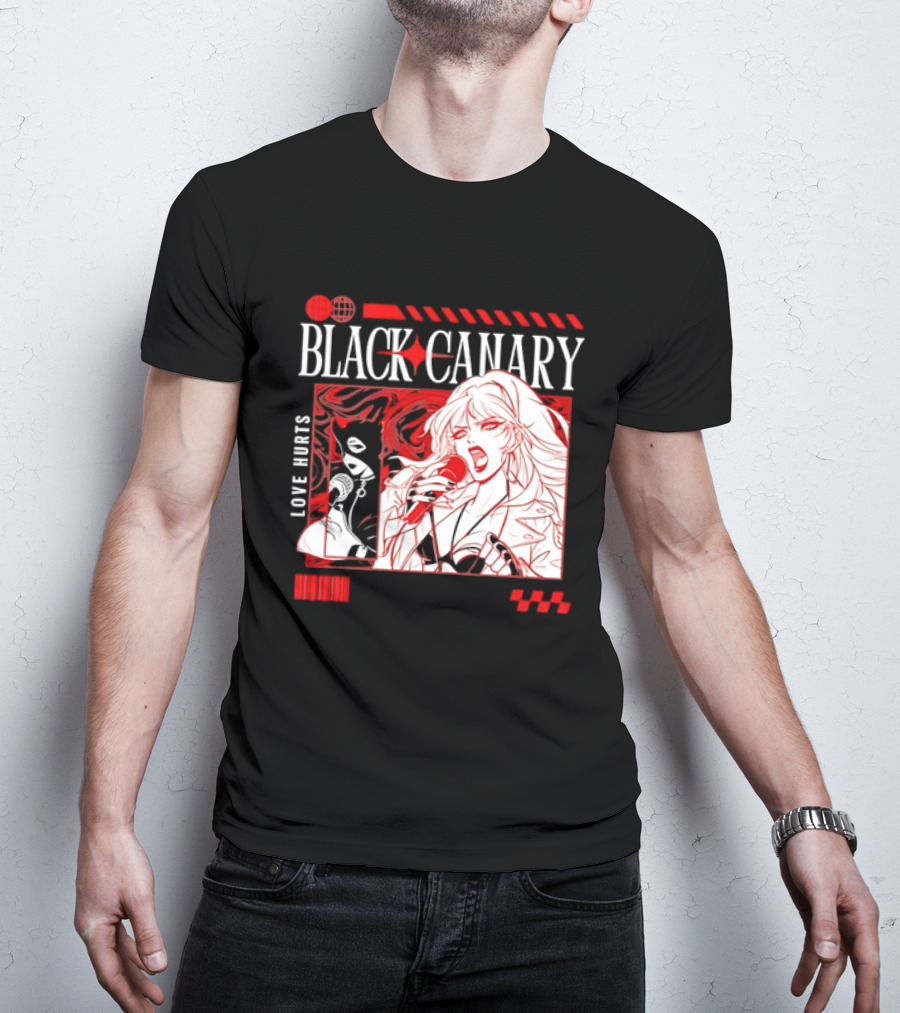 Black Canary Love Hurts DC Comics Superhero Microphone Music Scene T-Shirt