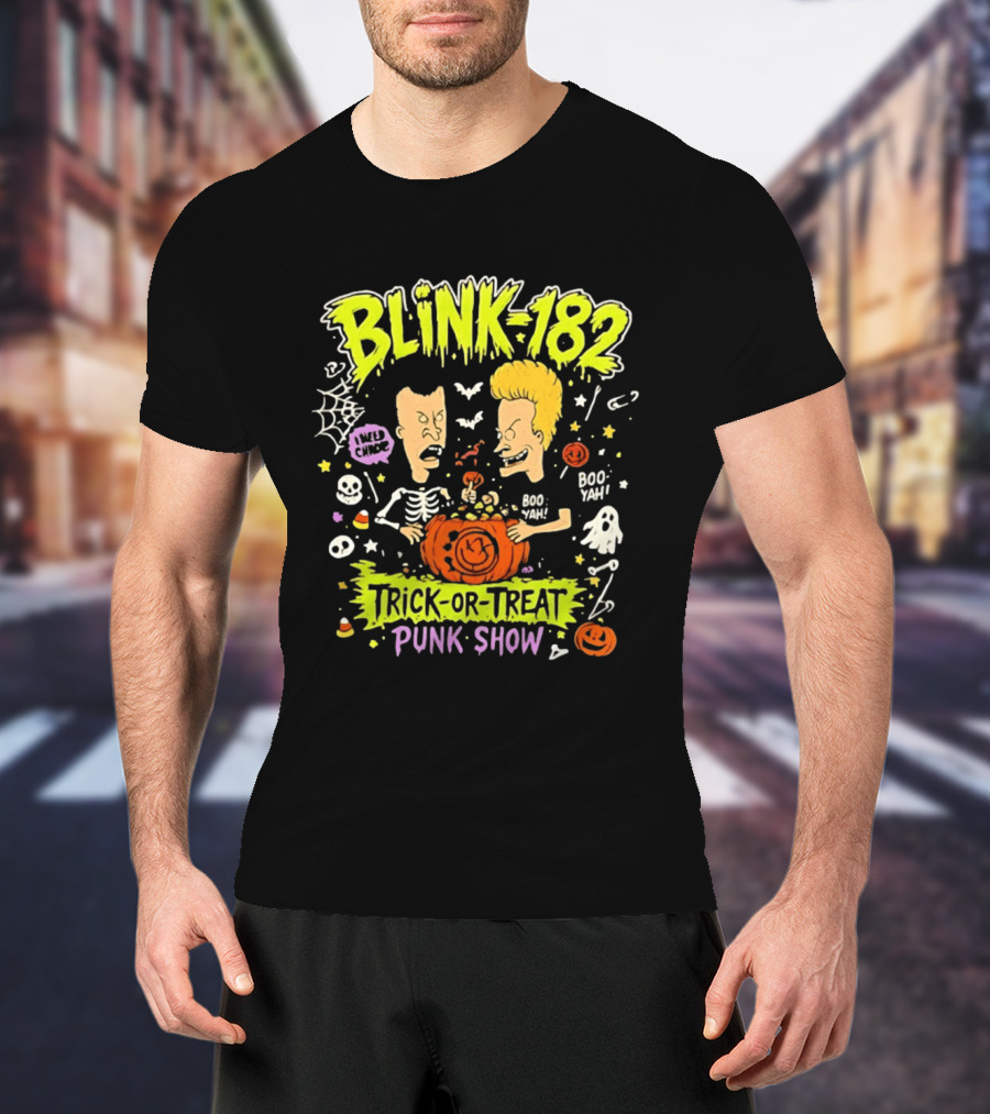 Blink 182 Beavis And Butt Head Halloween Trick Or Treat Punk Show T-Shirt