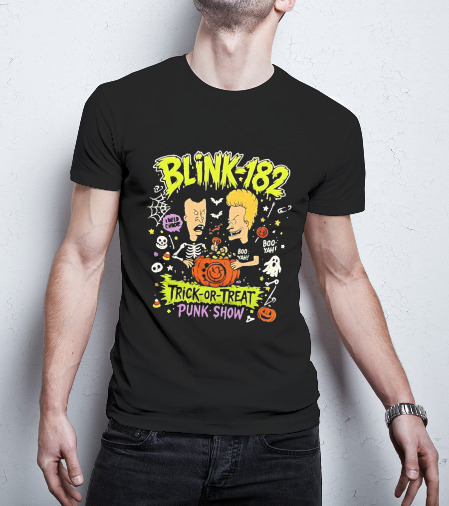 Blink 182 Beavis And Butt Head Halloween Trick Or Treat Punk Show T-Shirt
