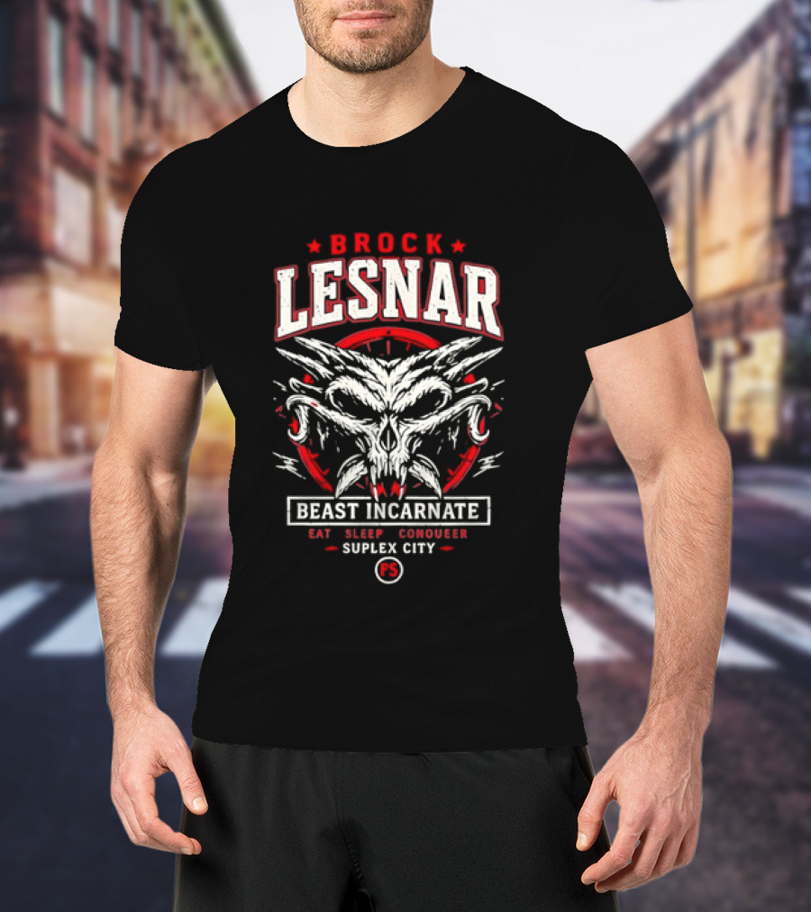 Brock Lesnar Beast Incarnate Eat Sleep Conquer Suplex City Skull Motif T-Shirt