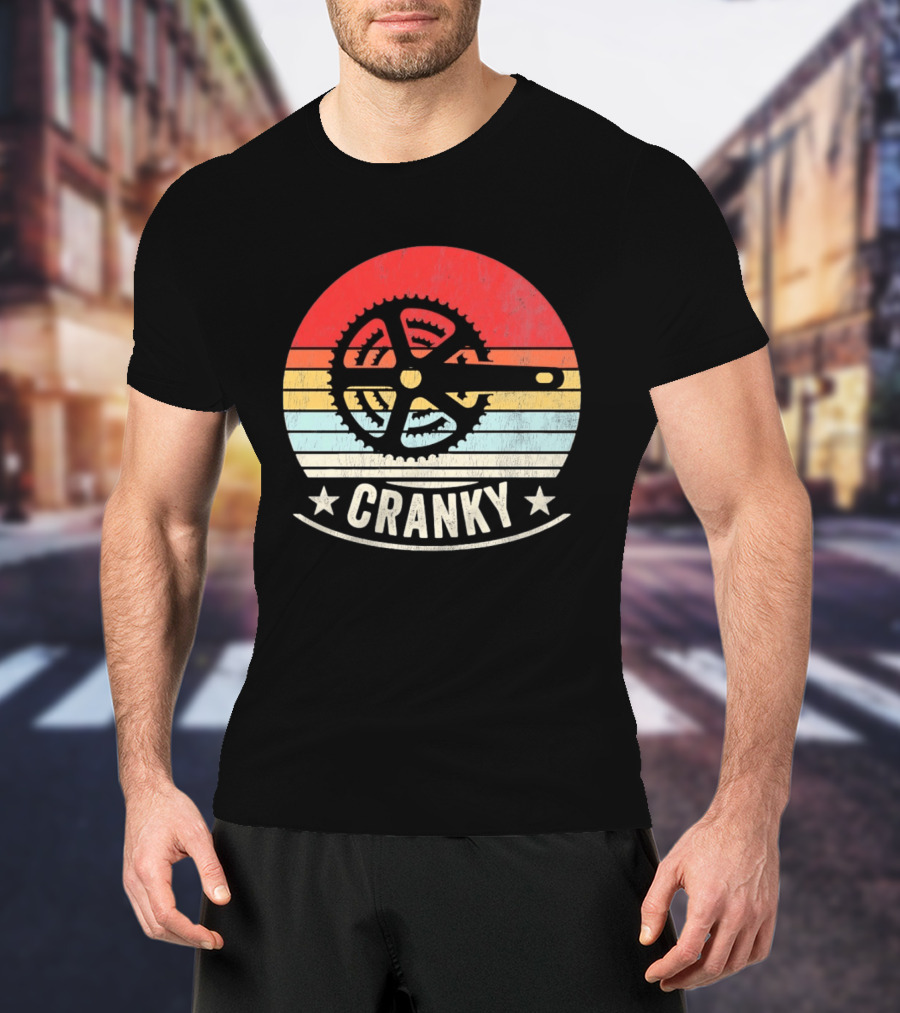 Cranky Sunset Bike Crank Retro Vintage Cycling T-Shirt