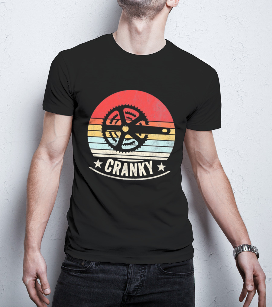 Cranky Sunset Bike Crank Retro Vintage Cycling T-Shirt