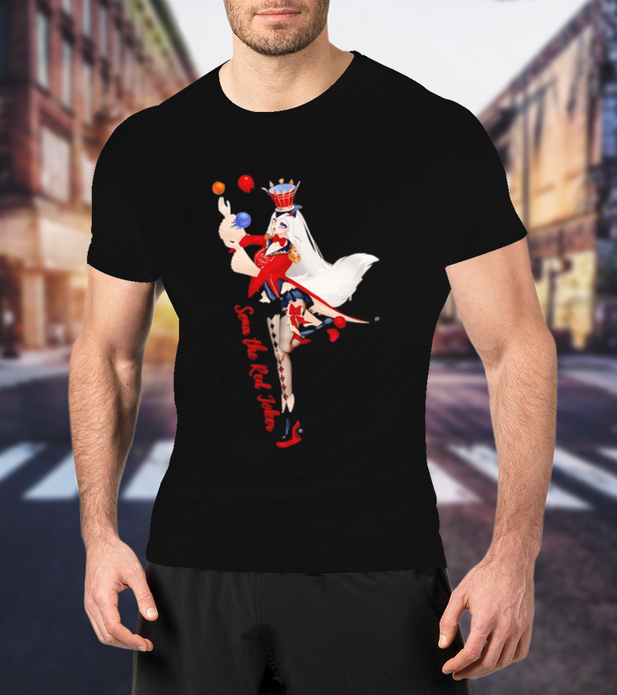 Sena The Red Joker Anime Jester Character With Crown And Juggling Balls T-Shirt